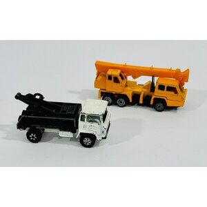Vintage Yatming Black White Tow Truck & Zylmex Windracers P311 Crane Set Hong Ko